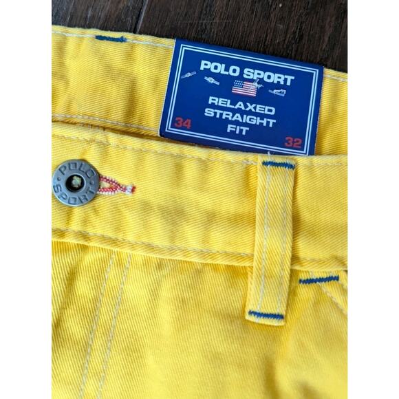 Ralph Lauren Polo Sport Yellow Carpenter Jeans Men 34 Relaxed Straight Fit New - Picture 13 of 16